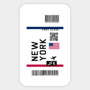 Flight Ticket New York Sticker